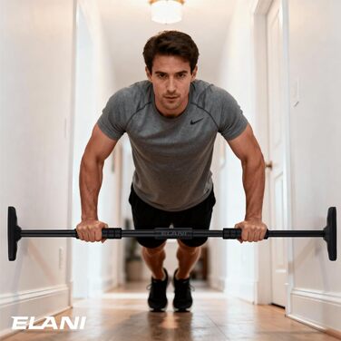 ELANI – Турнік для підтягувань на стіну, 115–140 см | Без свердління | З рівнем та надійним кріпленням | Для дому, залу та тренувань | Синій | 115-140 см