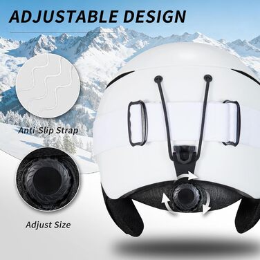 Шкільний шолом з маскою DXH816: захисний шолом для жінок та чоловіків з регульованими навушниками, дихаючий, амортизуючий, з захистом від УФ-випромінювання, для катання на лижах та сноуборді, білий глянцевий + маска