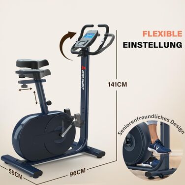 Велотренажер LESUNFIT з низькою рамою, 24 програми, Bluetooth, LCD-дисплей, до 150 кг, сумісний з фітнес-додатками