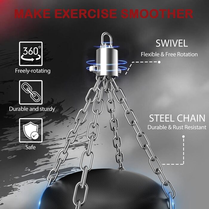 Боксерський мішок для дорослих, комплект 1.2 м з рукавичками 340.2 г для MMA, карате, кікбоксингу - порожній, 2. Червоний