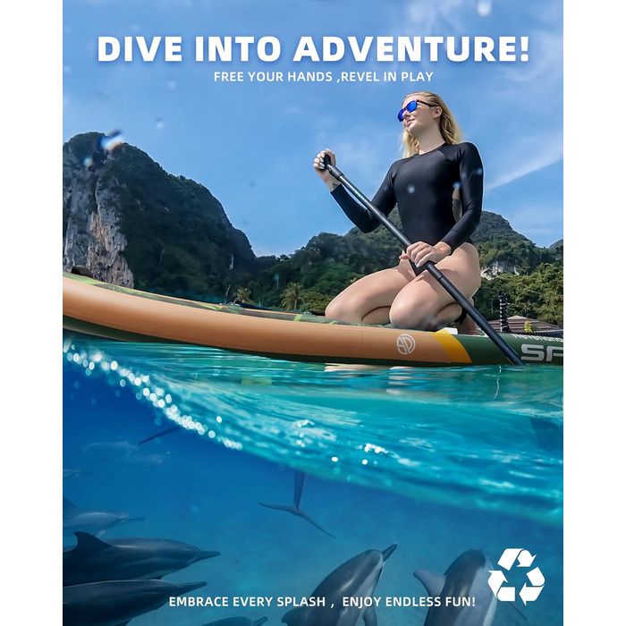 Надувне SUP-борд для дорослих, 204 кг, з сумкою та веслом (Хвойний)