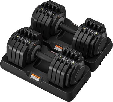 Набір гантелей Dripex: 11 кг, 24.5 кг, 41 кг. Регульовані диски, антиковзні ручки, підставка. Для фітнесу, окремо або пара. 41 кг x2 (10 рівнів налаштування)