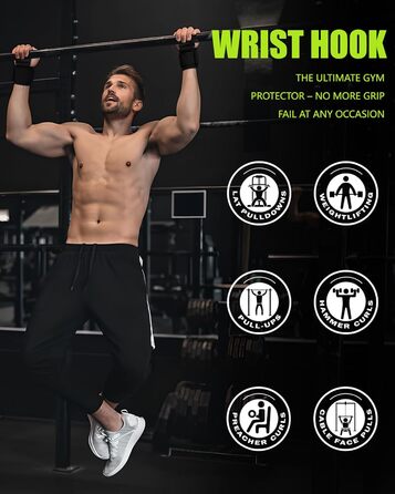 Допоміжні петлі для важкої атлетики Zughilfen – петлі для підйому штанги з захистом зап'ястя, 212 кг, для чоловіків та жінок
