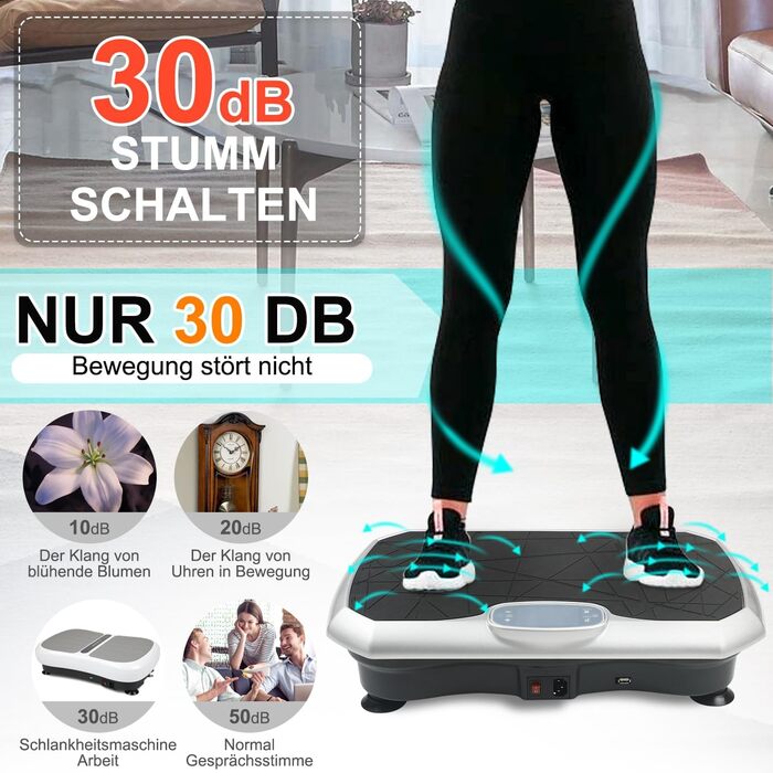 Вібраційна платформа Triclicks для тренувань всього тіла - 5 програм, з пультом дистанційного керування та еластичними стрічками, для схуднення та фітнесу вдома