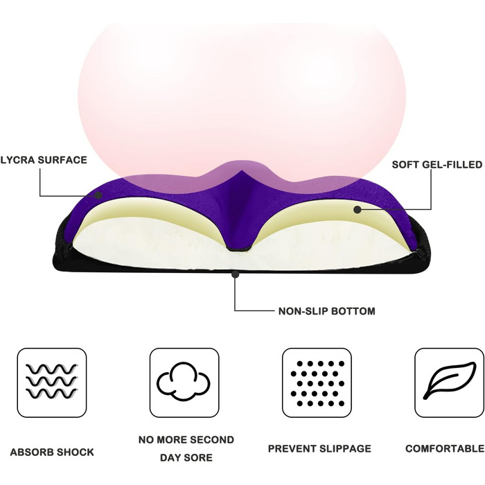 Покриття для велосипедного сидіння з гелевою подушкою, 27 x 25 см (фіолетовий)