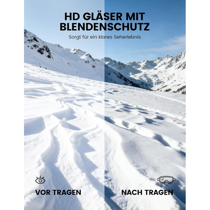 Ламiкалл Скi-окуляри для жінок, сноуборд окуляри для чоловіків - [Патентна антизапаржувальна технологія] Дзеркальні скі-окуляри для носіїв окулярів, захисні окуляри для сноуборду Ultra HD, снігові окуляри UV400 з захистом від відблисків - чорна рамка - ср