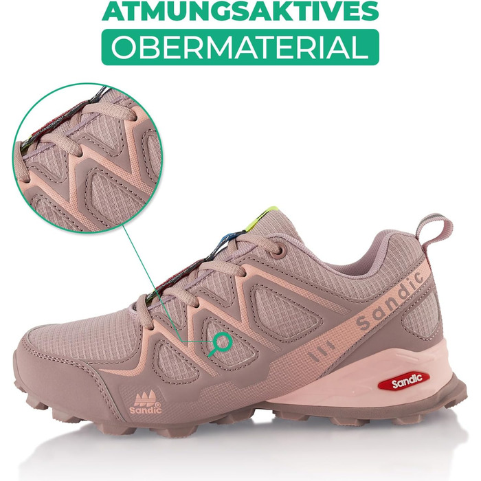 Трекінгові черевики для жінок та чоловіків: дихаючі, для трекінгу та трейлу, зелені (36 EU, рожевий, сірий)