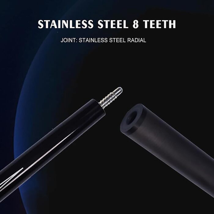 OKHEALING Професійний Більярдний Кіюк T700 з Карбону, 147 см, 12.4 мм, 8 зубців, для 8 та 9 куль