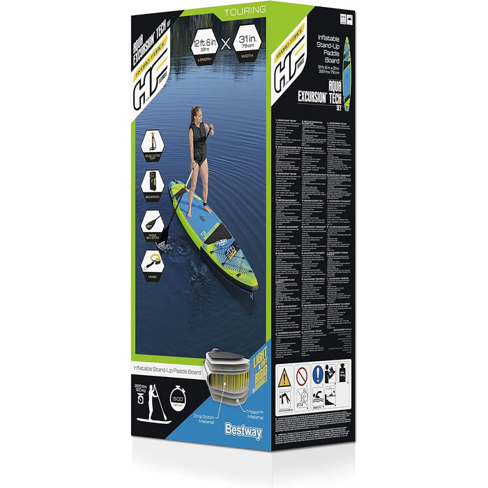 Надувна SUP-дошка Bestway Hydro-Force Touring Aqua Excursion 381×79×15 см, комплект для серфінгу