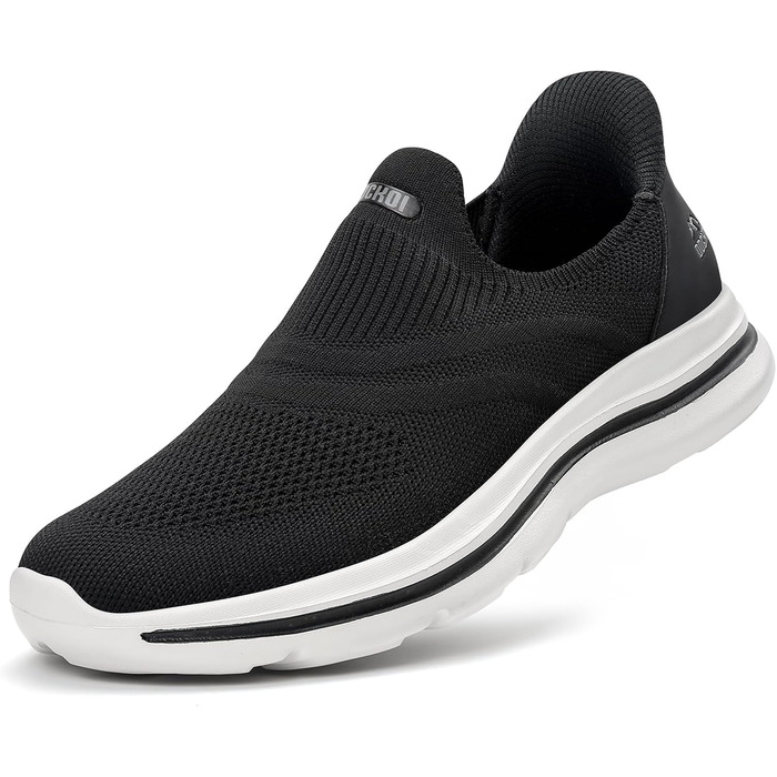 Чоловічі кросівки Slip-On без шнурівків: Outdoor, спортивні, для бігу, легкі, дихаючі, чорні, 43 EU