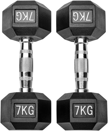 Гантелі Hexagon Studio 14 кг (2x7 кг), гумові, чорні
