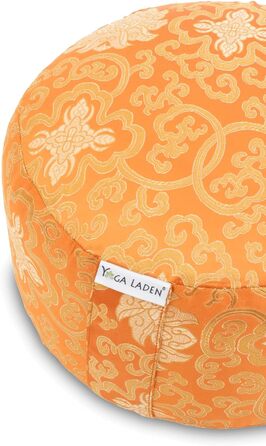 Йога-подушка для медитації з шовковистої тканини, 15 см - знімний чохол, наповнювач з органічної гречки, помаранчевий колір