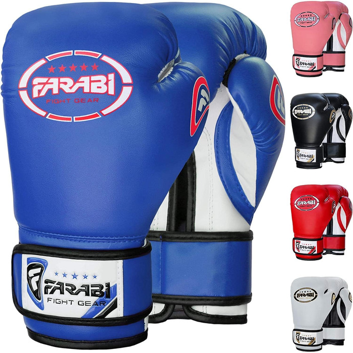Дитячі боксерські рукавички Farabi Sports 8oz/6oz - бокс, ММА, муай-тай, кікбоксинг, спаринг, тренування (блакитні)