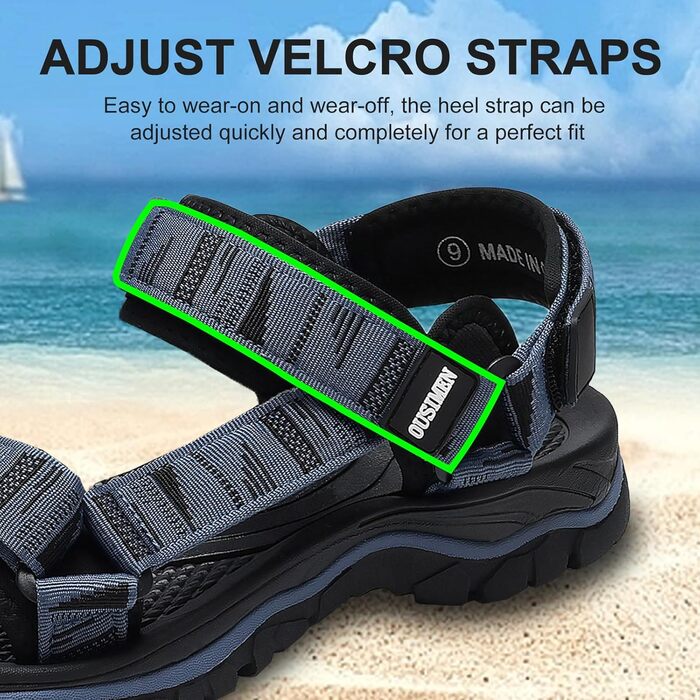 Чоловічі трекінгові сандалі SYKT для активного відпочинку та пляжу (чорно-синій, 40 EU)