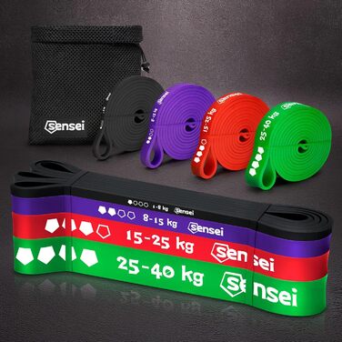 Гумові еластичні стрічки SENSEI® для фітнесу, силових тренувань, йоги та реабілітації (3 шт. у наборі)