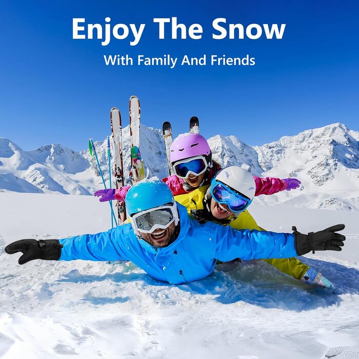 Odtmger Снігові рукавички: найтепліші водонепроникні та дихаючі рукавички для холодної погоди. Підходять для чоловіків та жінок, для активного відпочинку батьків та дітей (повністю чорні, XXXL (розмір XXXL для чоловіків))