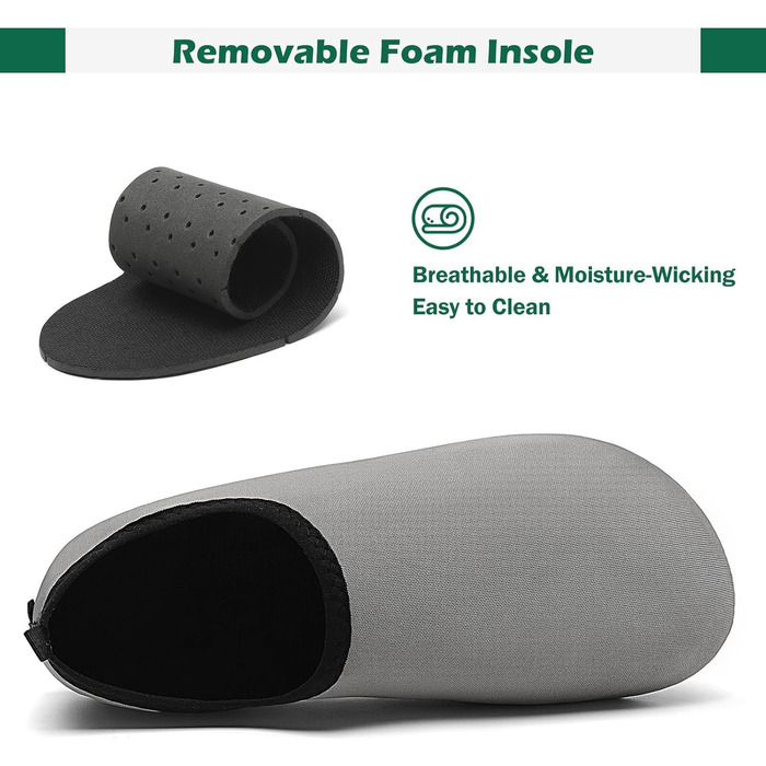 Шкарпетки для душу SAGUARO 7 отворів, швидко сохнуть, не слизькі, для чоловіків та жінок, розмір 36-47 (40/41 EU, сірий)