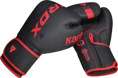Дитячі боксерські рукавички RDX KARA 6oz для муай-тай, кікбоксингу, ММА, спарингів, тренувань, шкіра Maya Hide, чорні/червоні