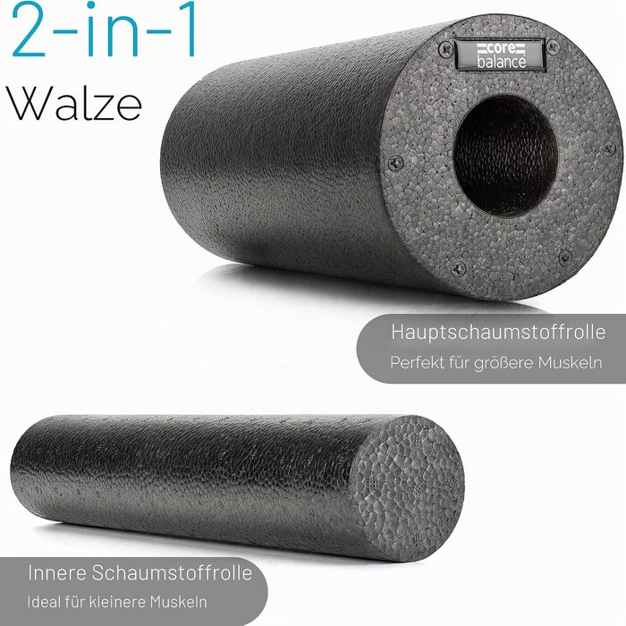 Ролик для м'язів Core Balance 2-в-1 знімний (33x15 см + 33x6 см) - масажер для спини, фітнес, йога