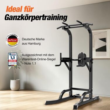 Силовий комплекс DH FitLife Power Tower: турнік, бруси та стійка для віджимань, регульована висота до 222 см, сталевий профіль 50х50 мм, навантаження до 300 кг, тренажер для дому 2026 Pro