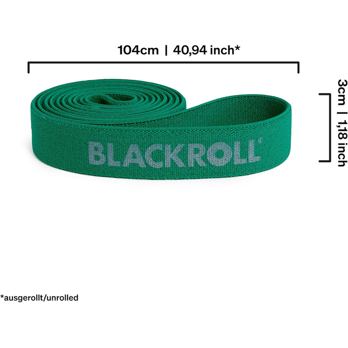 Еспандер BLACKROLL SUPER Band 104 см, середній опір, текстильний, для зміцнення м'язів, зелений, німецька якість