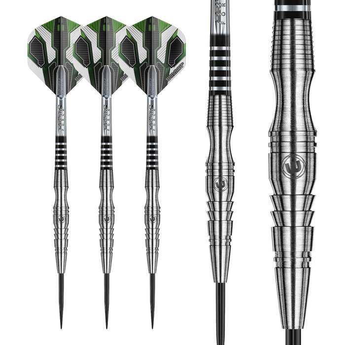 Дротики Winmau Sniper Profi з вольфраму для дартсу, сталевий наконечник, 23 г, комплект з оперенням та стрижнями
