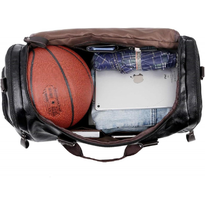 Чоловіча дорожня сумка через плече з PU шкіри, водонепроникна, велика місткість, 20L, чорна