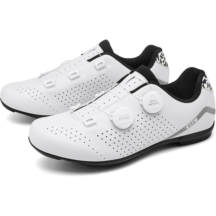 Велотуфлі Lock-Free для шосе та MTB: дихаюча внутрішня підкладка, система шнурівки, білі, 40 EU