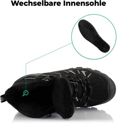 Черевики для трекінгу жіночі та чоловічі, теплі, з підкладкою, 36 EU, чорно-сірий