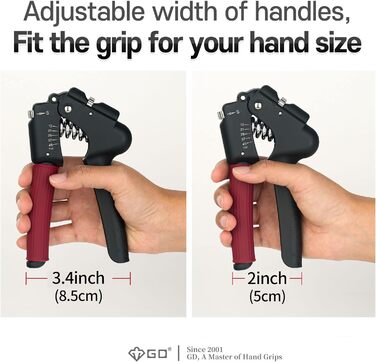Ручний еспандер GD GRIP, регульований, чорний/червоний, для тренування пальців