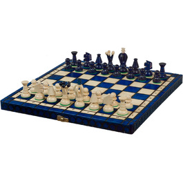 Шаховий набір Sunrise Chess Mittleres Königliches в синьому кольорі (35x35 см) – поєднання традицій та сучасного стилю
