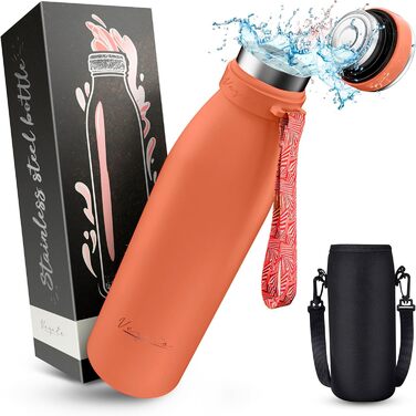 Фляга з нержавіючої сталі 500 мл - ізольована, без BPA, з подвійним ізолятором, для газованої води, миється в посудомийній машині, екологічна, Koralle