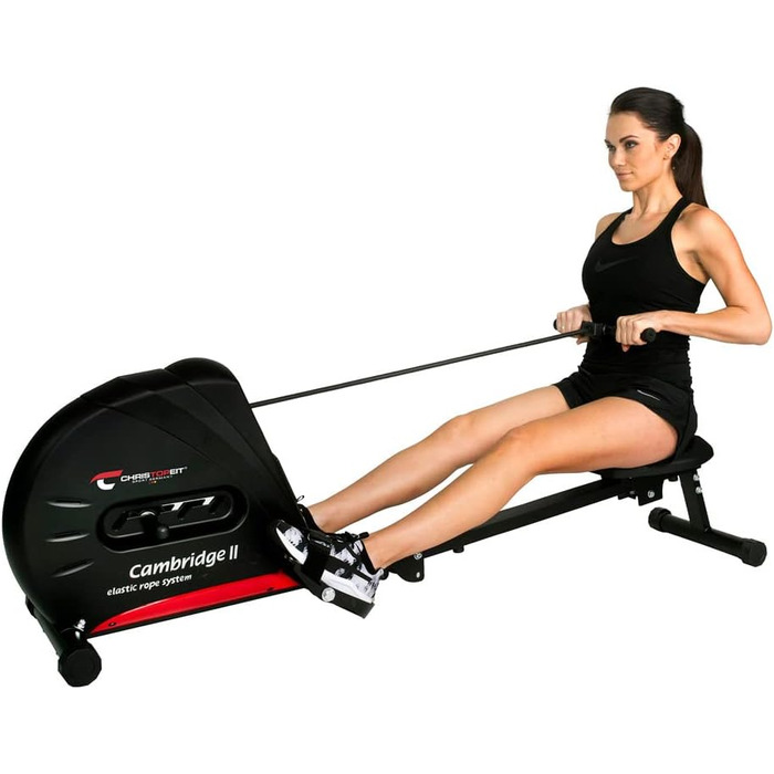 Гребний тренажер Christopeit Sport Cambridge II Black з килимком для підлоги