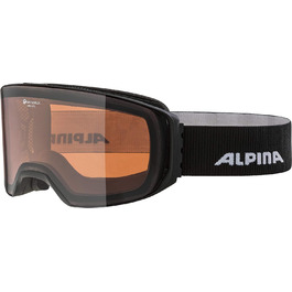 ALPINA ARRIS Q – Дзеркальна поляризована лижна маска OTG для дорослих, 100% UV-захист, чорна матова