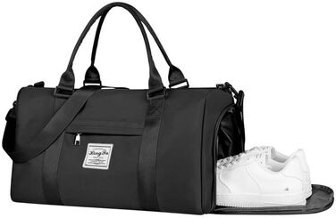 Спортивна сумка Flintronic, дорожня сумка, сумка-мішок з відділенням для взуття та мокрих речей, водонепроникна, для подорожей та спорту, чорна