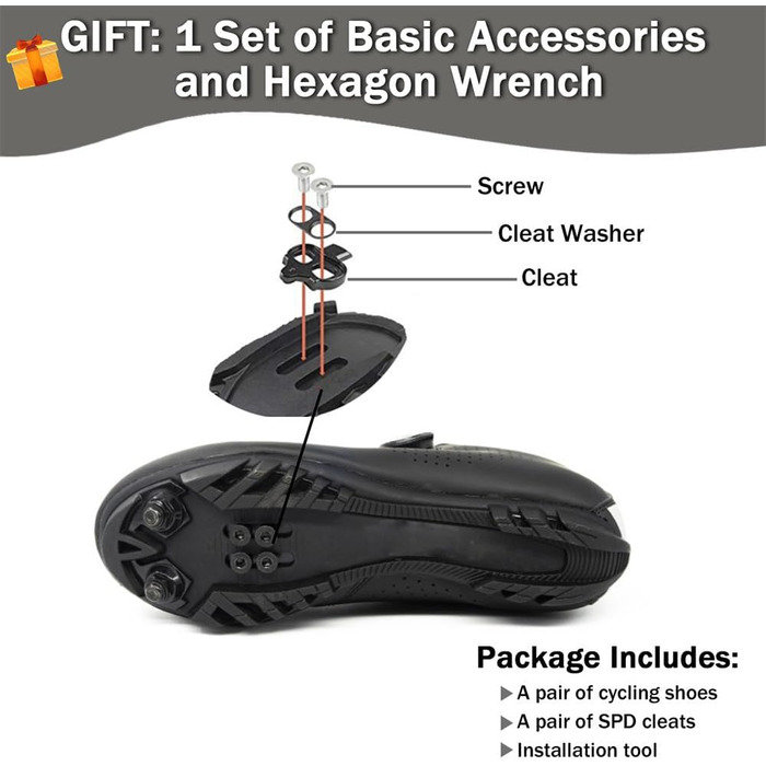 Чоловічі та жіночі велотуфлі ENEN для гірського велосипеда, сумісні з SPD, 2 болти, Delta Lock, чорно-білі, дихаючі, MTB, розмір 47 EU