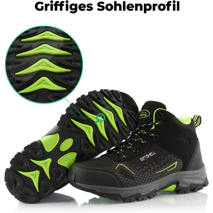 Черевики для піших прогулянок для жінок та чоловіків, зимові, водонепроникні, чорно-зелені (37 EU)