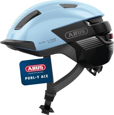Велошолом ABUS Purl-Y ACE з LED-підсвіткою для електровелосипедів, S-Pedelec, дорослих і підлітків, NTA-захист, розмір L (57-61 см), синій (iced blue)