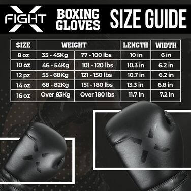 FightX Боксерські рукавички для MMA, тренувань і спарингів, легкі та важкі, для чоловіків і жінок, чорні