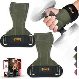 Підтримуючі ремені для тяги AOTWAN з двошарової шкіри, для бодібілдингу та фітнесу, захист зап'ястя, тренувальні ремені для жінок та чоловіків (темно-зелений)