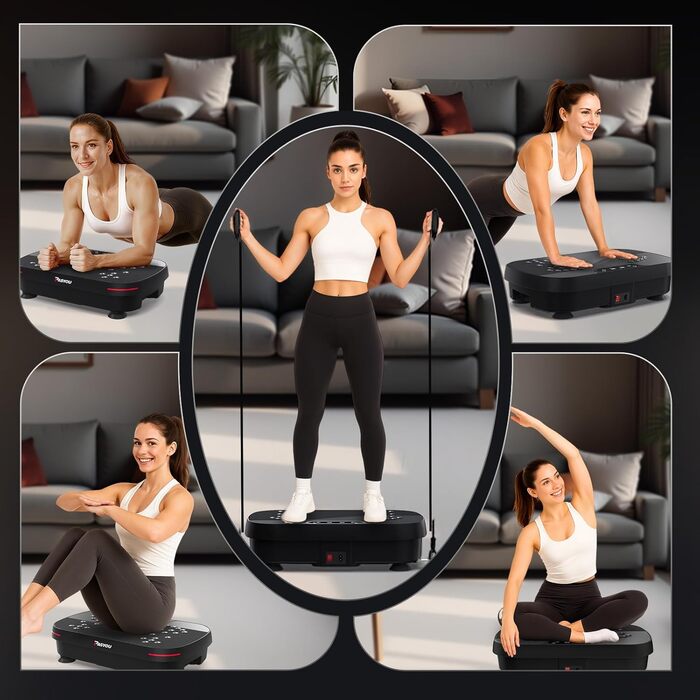 PASYOU Вібраційна платформа для тренувань всього тіла з пультом дистанційного керування та еластичним гумкою, 0-99 інтенсивність