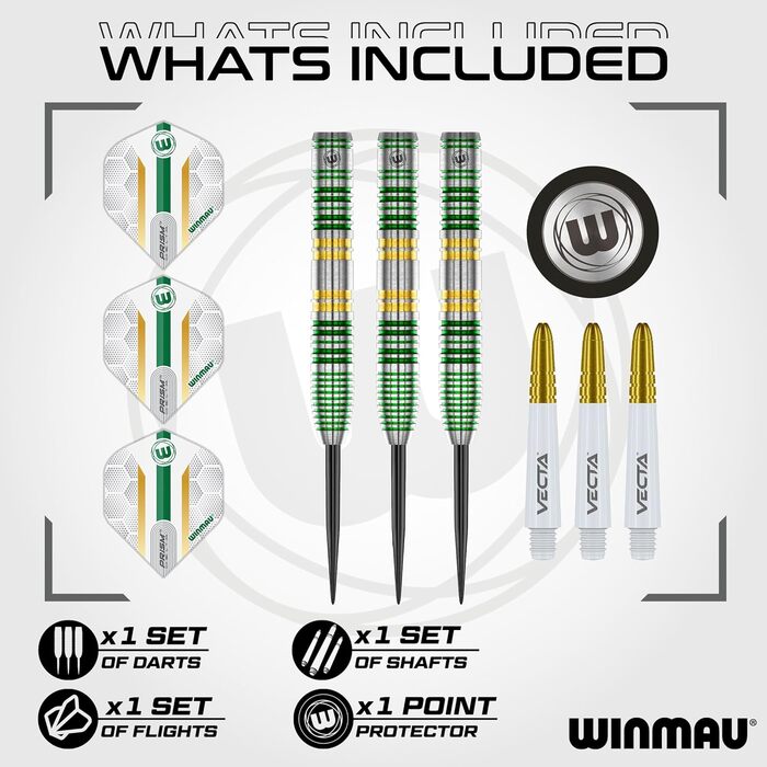 Професійний набір дартсів WINMAU Xenon 90% вольфраму з мішенями і хвостовиками, вага 18г (м'який наконечник), 23г, 24г, 25г (сталевий наконечник)