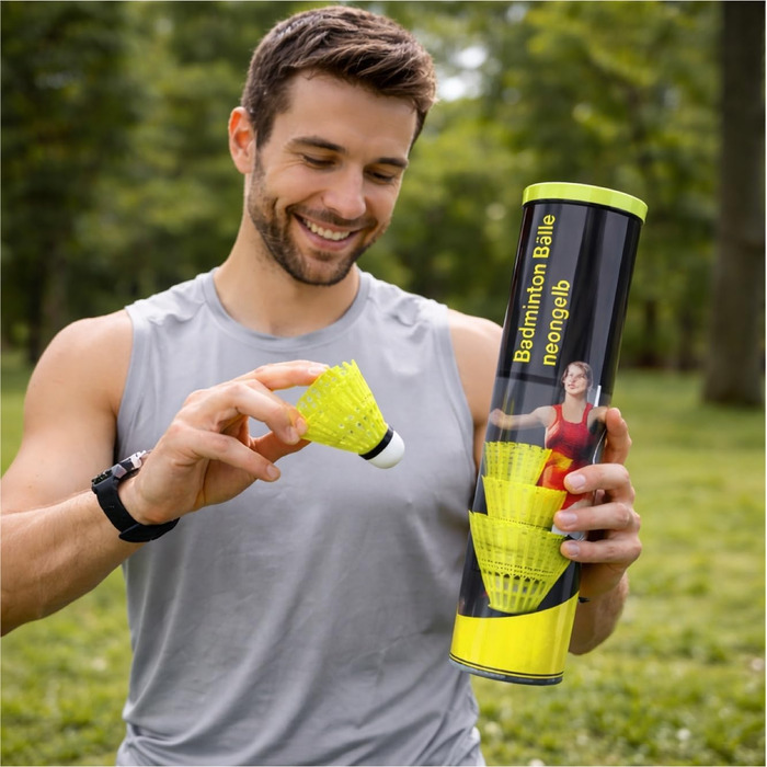 6 штук воланчики для бадмінтону жовтого кольору, для тренувань та змагань. Воланчики для бадмінтону для гри на відкритому повітрі та в приміщенні