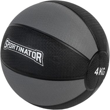 Медичний м'яч SPORTINATOR 4 кг сірий/чорний для силових і функціональних тренувань