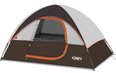 Намет кемпінговий 3-місний UNP Campingzelt водонепроникний, вітрозахисний з тентом, швидкозбірний, портативний купольний намет для кемпінгу (коричневий)