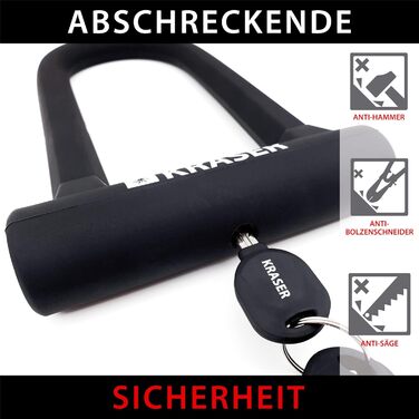 Замок для велосипеда KRASER KR65145B: U-lock + сталевий трос 120см + кріплення. Висока безпека