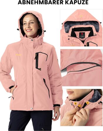 Жіноча флісова куртка, зимова куртка, водонепроникна, дихаюча, тепла, вітрозахисна софтшел куртка для активного відпочинку з капюшоном, рожевий колір