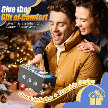 Надувний килимок для кемпінгу з подушкою, інтегрована підошва-насос, компактний, для туризму та подорожей (світло-сірий)