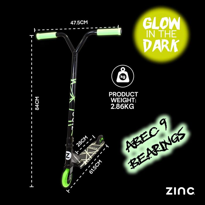 Дитячий роликовий викручувач Thunderglow: легкий, з професійним кермом, ABEC-підшипниками та колесами 100 мм, світиться в темряві