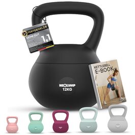 М'яка гантель NEOLYMP Soft Kettlebell 2-12 кг для дому: безшумна, з амортизацією, з зручною ручкою | Чорний колір